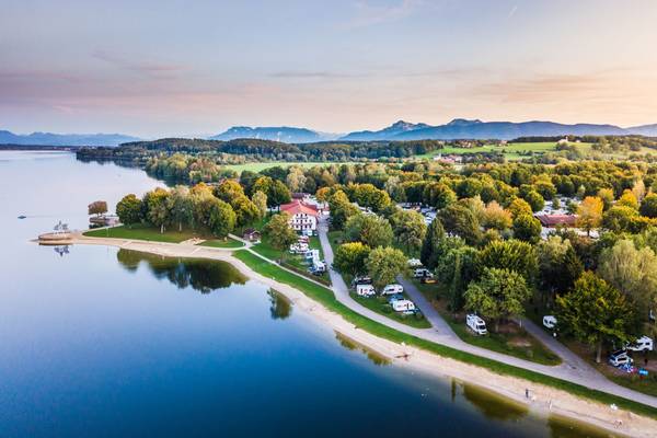 Strandcamping Waging am See summer aerial view